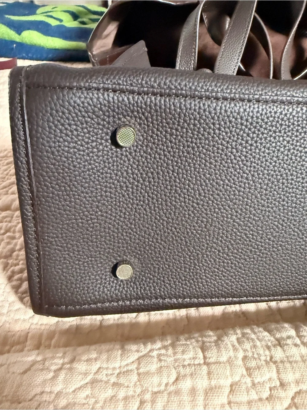 Structured Leather Satchel in Light Brown